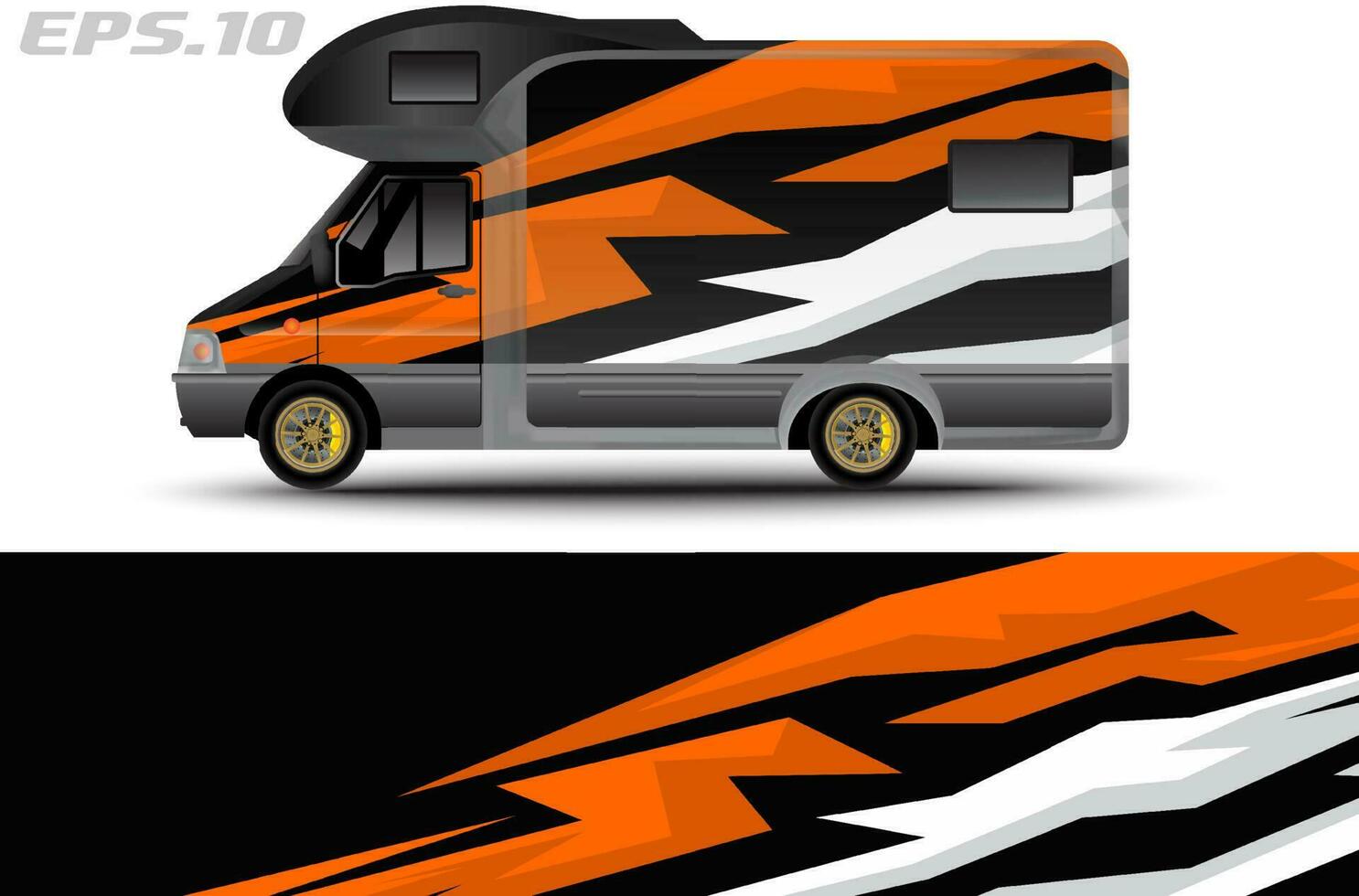 Camper van car wrap design vector for vehicle vinyl stickers and automotive decal livery