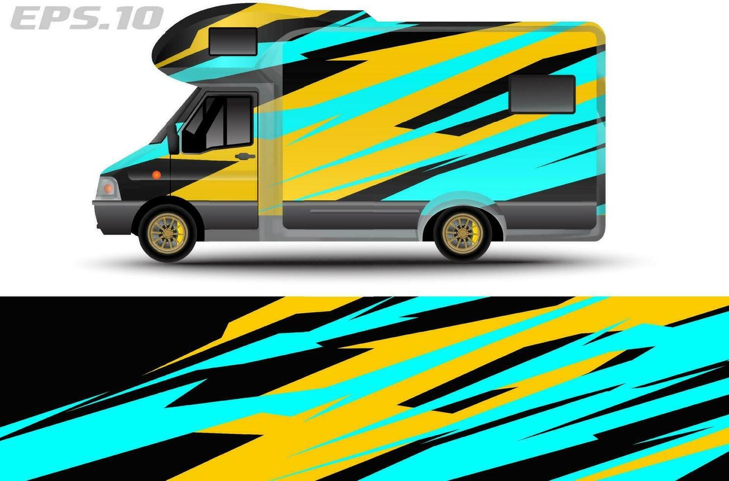 Camper van car wrap design vector for vehicle vinyl stickers and automotive decal livery