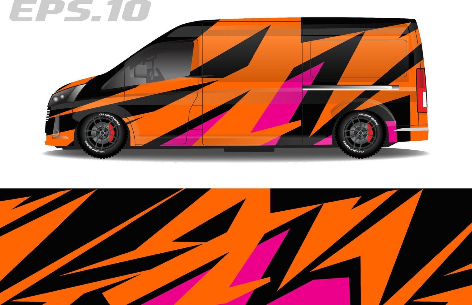 Camper van wrap design vector for vehicle vinyl stickers and automotive decal livery