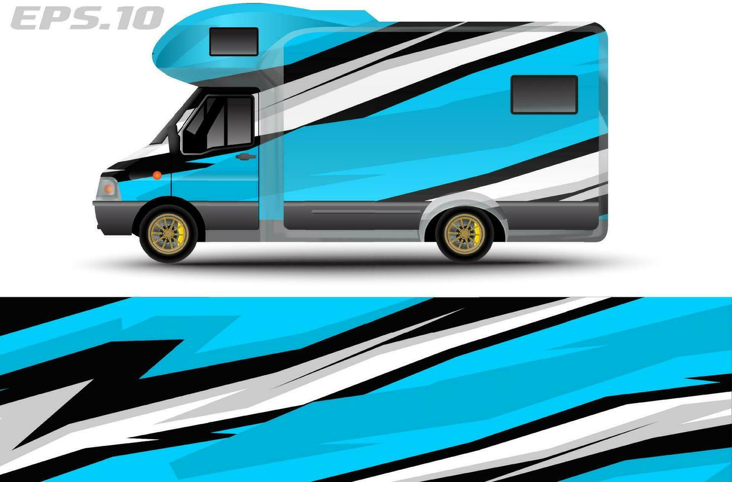 Camper van car wrap design vector for vehicle vinyl stickers and automotive decal livery