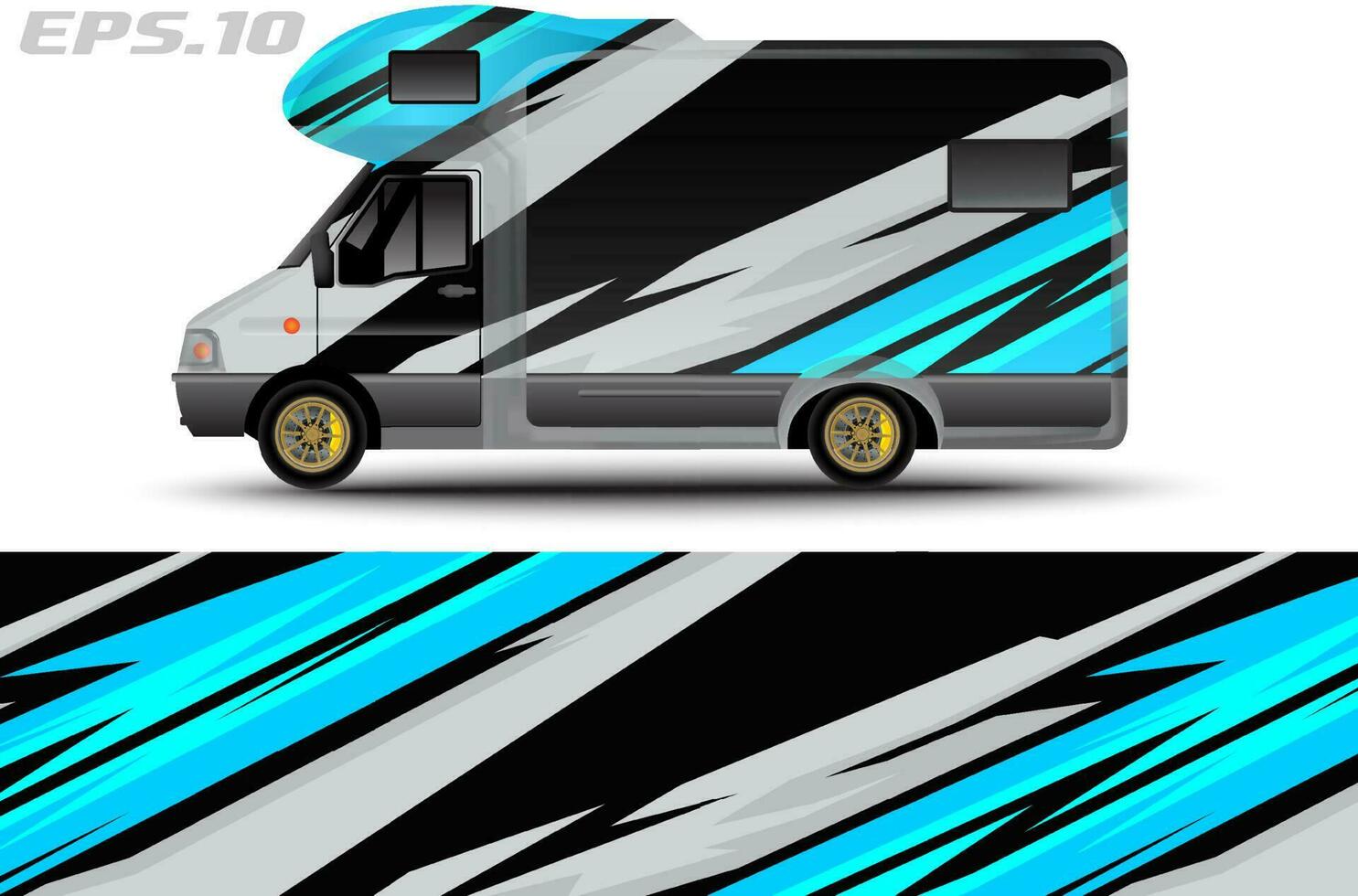 Camper van car wrap design vector for vehicle vinyl stickers and automotive decal livery