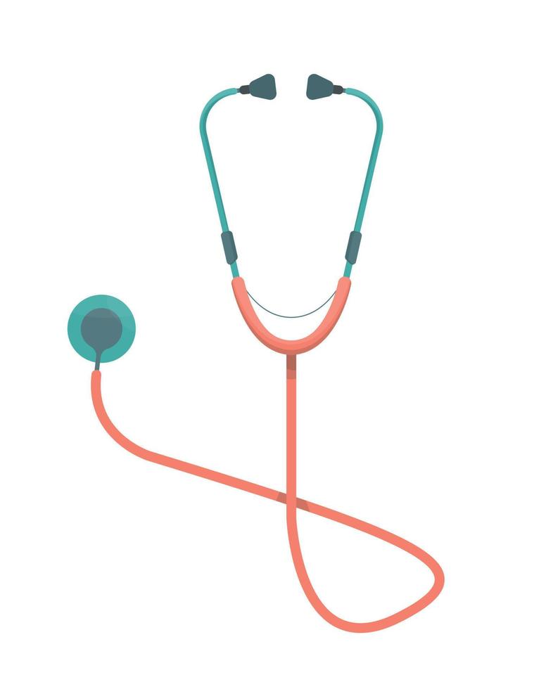 Stethoscope vector isolated. Medical device for listening to sounds of heart, lungs. Cardiology. Flat illustration.