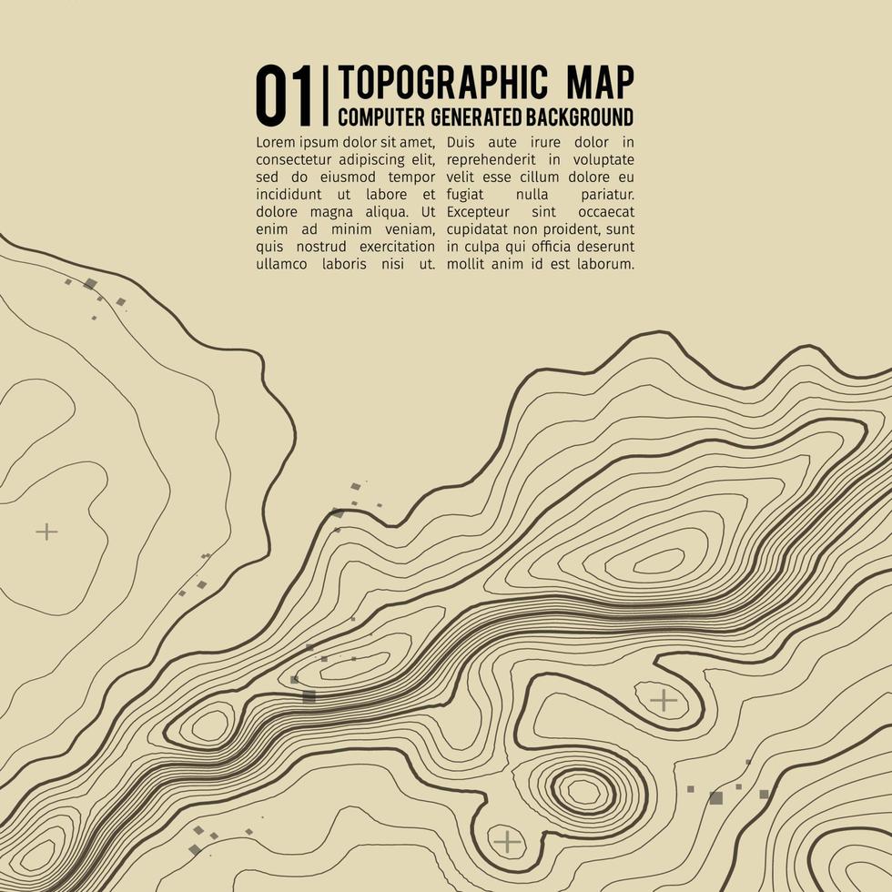 Topographic map background with space for copy . Line topography map contour background , geographic grid abstract vector illustration . Mountain hiking trail over terrain .