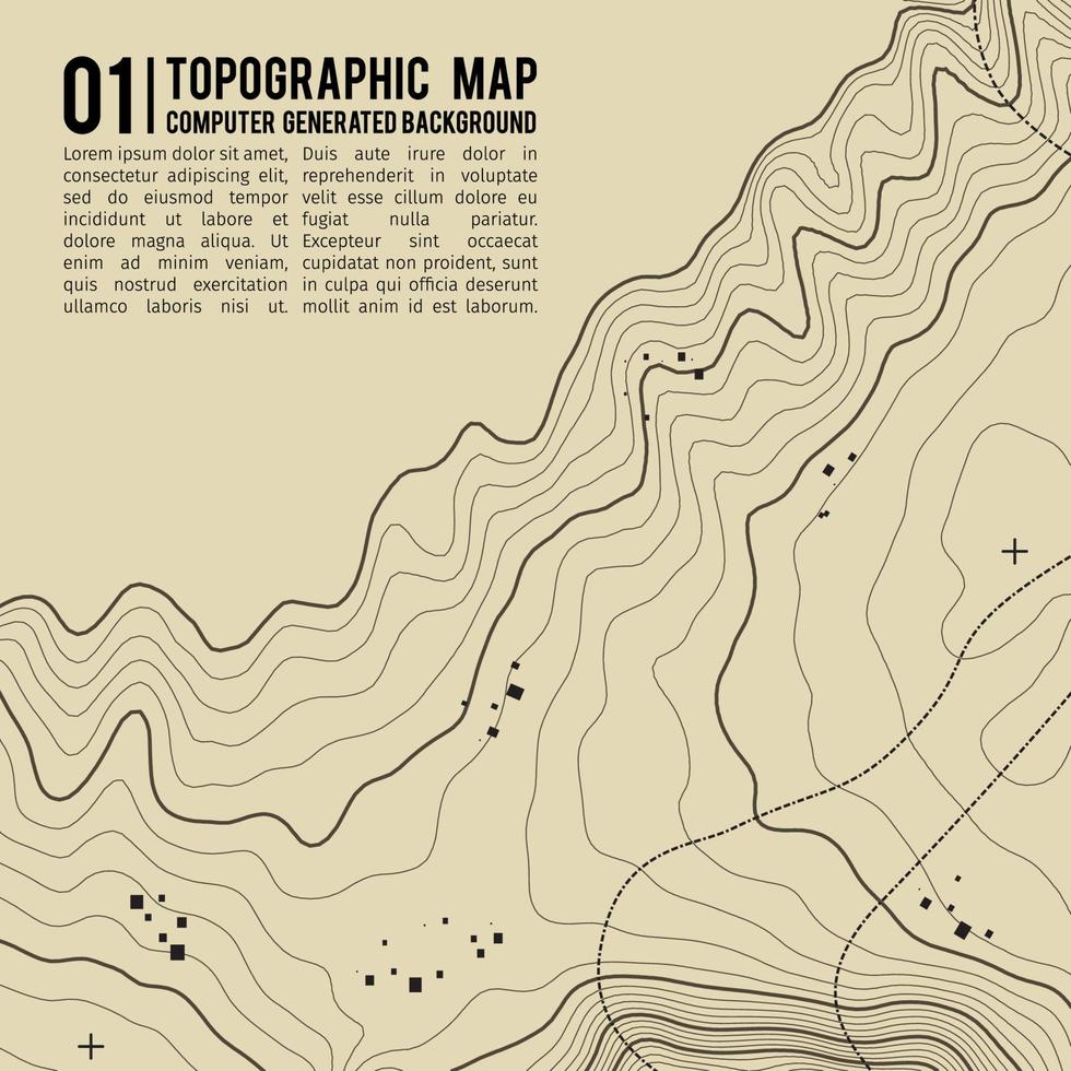 Topographic map background with space for copy . Line topography map contour background , geographic grid abstract vector illustration . Mountain hiking trail over terrain .