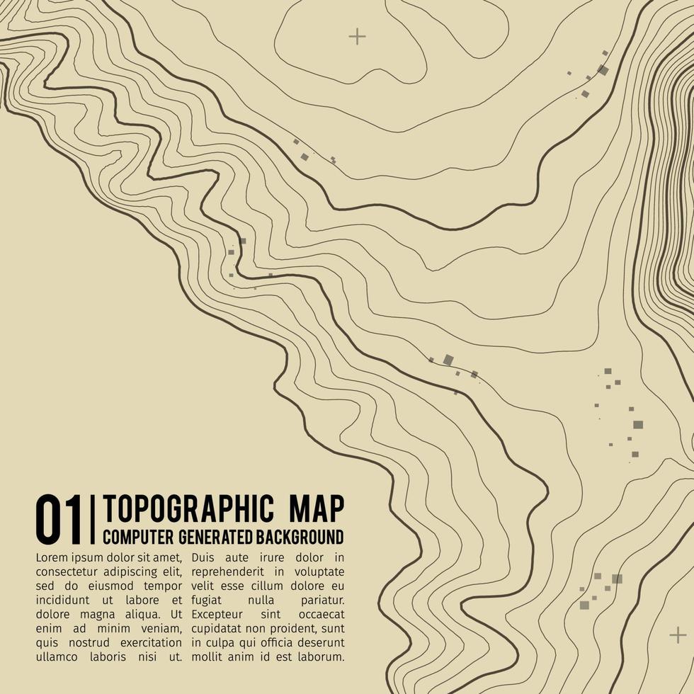 Fondo de mapa topográfico con espacio para copiar. Fondo de contorno de mapa de topografía de línea, ilustración de vector abstracto de cuadrícula geográfica. ruta de senderismo de montaña sobre terreno.