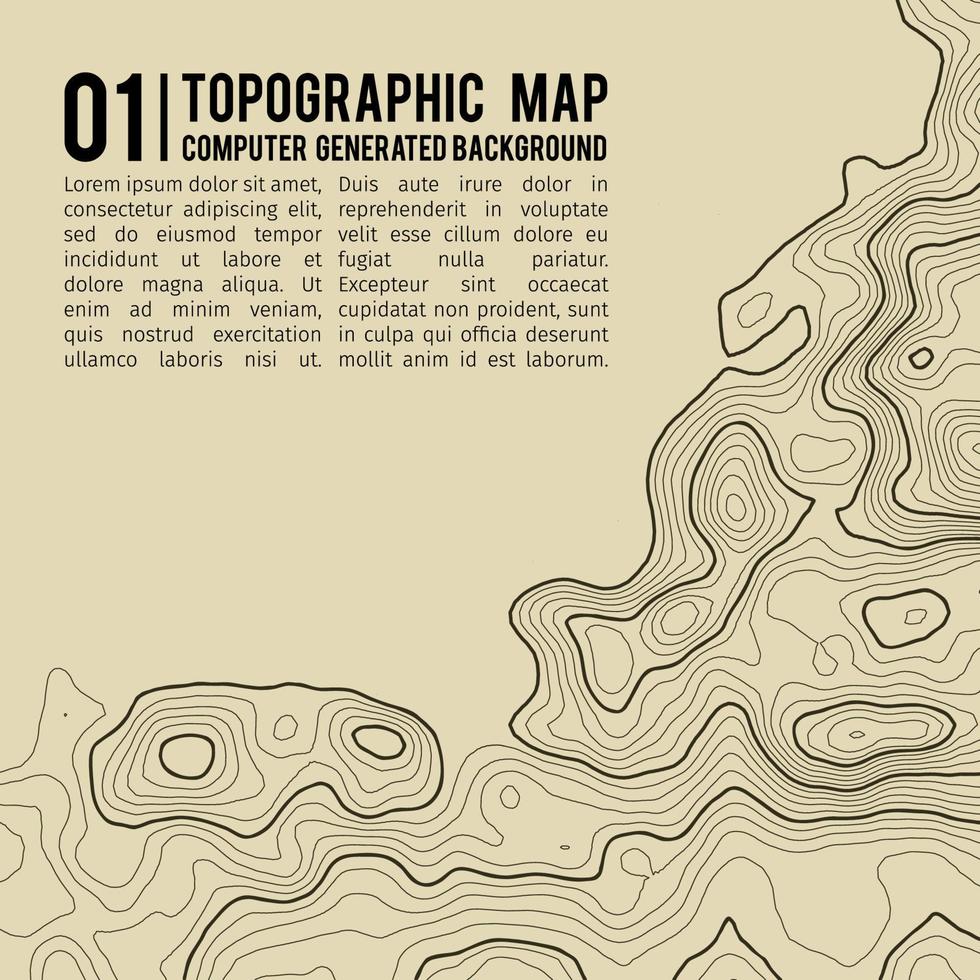 Topographic map background with space for copy . Line topography map contour background , geographic grid abstract vector illustration . Mountain hiking trail over terrain .