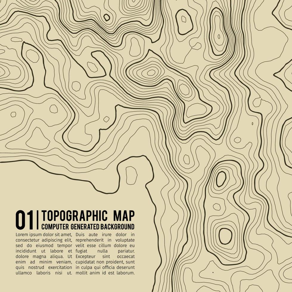 Fondo de mapa topográfico con espacio para copiar. Fondo de contorno de mapa de topografía de línea, ilustración de vector abstracto de cuadrícula geográfica. ruta de senderismo de montaña sobre terreno.