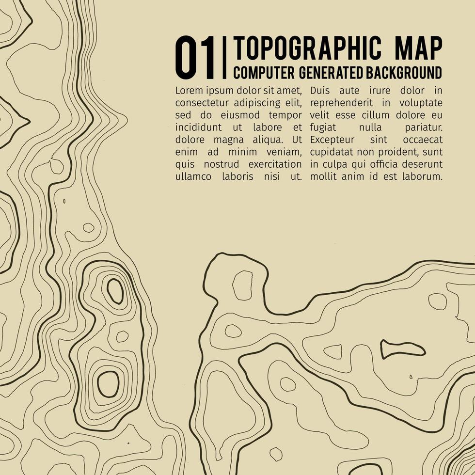 Fondo de mapa topográfico con espacio para copiar. Fondo de contorno de mapa de topografía de línea, ilustración de vector abstracto de cuadrícula geográfica. ruta de senderismo de montaña sobre terreno.