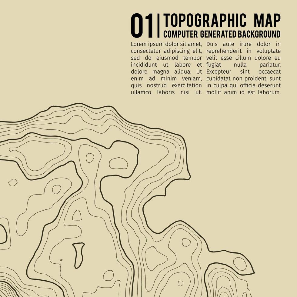 Topographic map background with space for copy . Line topography map contour background , geographic grid abstract vector illustration . Mountain hiking trail over terrain .