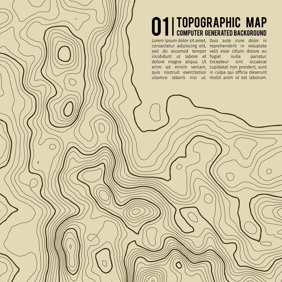 Fondo de mapa topográfico con espacio para copiar. Fondo de contorno de mapa de topografía de línea, ilustración de vector abstracto de cuadrícula geográfica. ruta de senderismo de montaña sobre terreno.