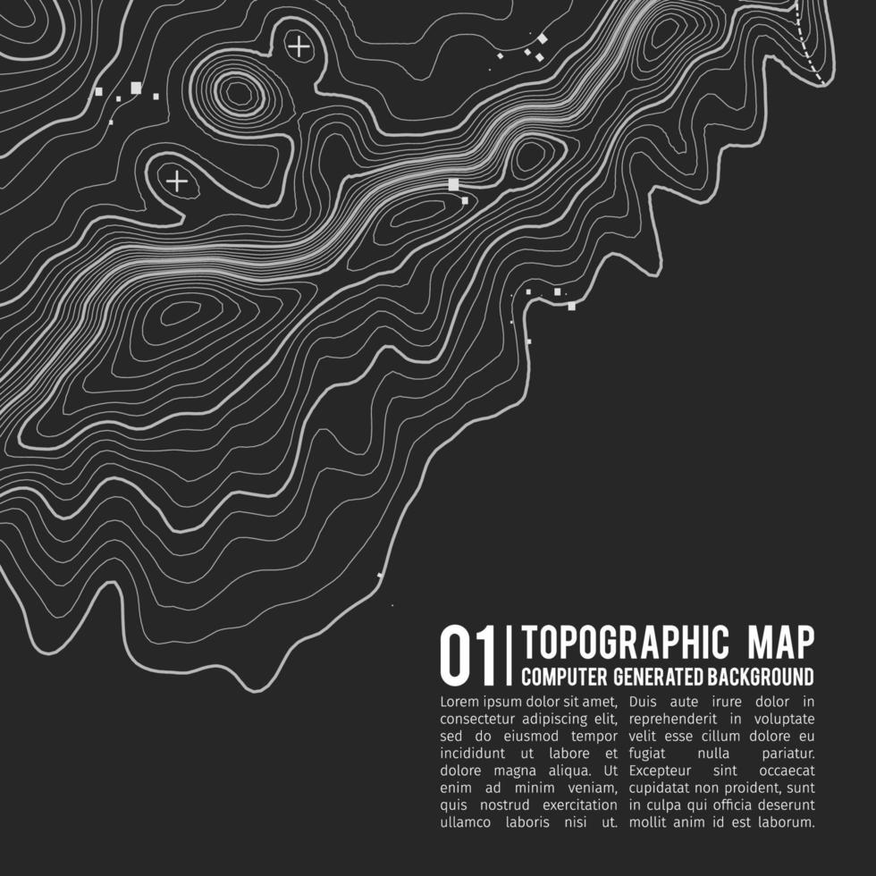 topografía vectorial de contornos grises. ilustración de vector de topografía de montaña geográfica. textura de patrón topográfico. mapa en terreno vectorial terrestre. líneas de altura de contorno gráfico de elevación. mapa topográfico