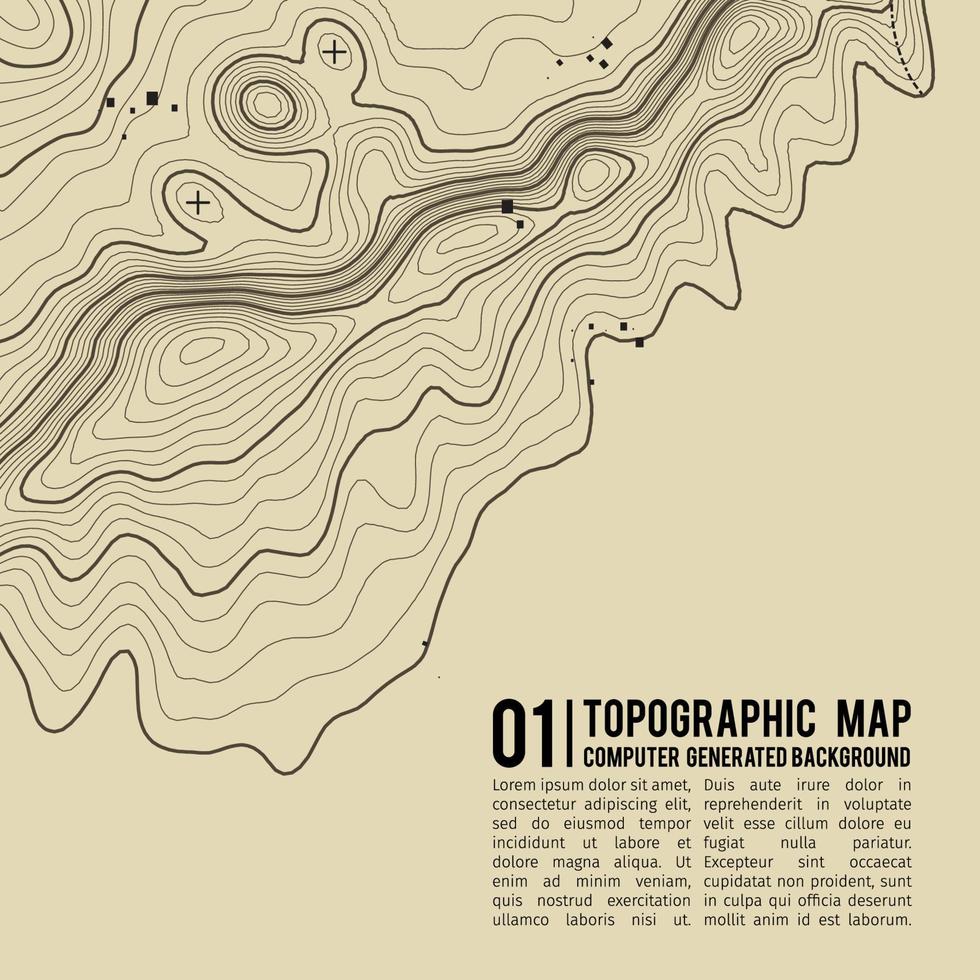 Fondo de mapa topográfico con espacio para copiar. Fondo de contorno de mapa de topografía de línea, ilustración de vector abstracto de cuadrícula geográfica. ruta de senderismo de montaña sobre terreno.