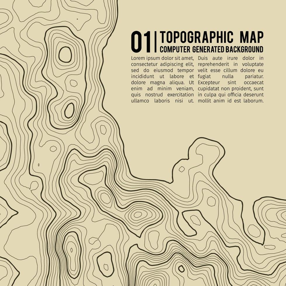 Fondo de mapa topográfico con espacio para copiar. Fondo de contorno de mapa de topografía de línea, ilustración de vector abstracto de cuadrícula geográfica. ruta de senderismo de montaña sobre terreno.