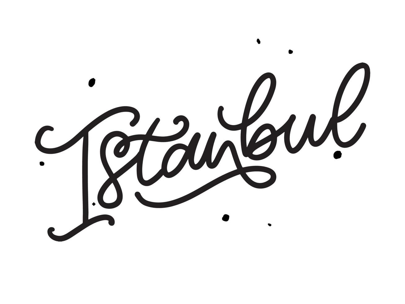 Estanbul. letras a mano. logotipo vectorial de estambul en color negro con gaviotas sobre fondo blanco. productos de recuerdo, emblema de pancarta, blog de viajes en redes sociales, folleto, volante. ilustración digital. vector