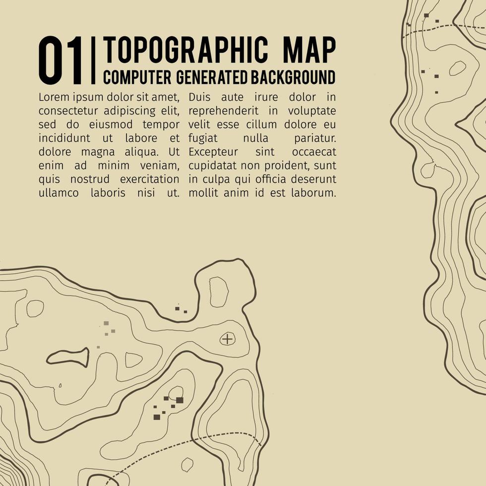 Fondo de mapa topográfico con espacio para copiar. Fondo de contorno de mapa de topografía de línea, ilustración de vector abstracto de cuadrícula geográfica. ruta de senderismo de montaña sobre terreno.