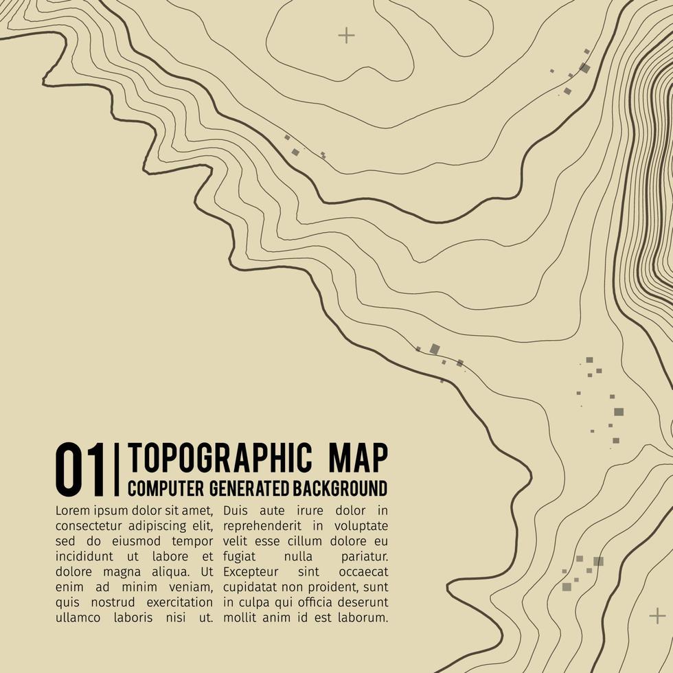 Fondo de mapa topográfico con espacio para copiar. Fondo de contorno de mapa de topografía de línea, ilustración de vector abstracto de cuadrícula geográfica. ruta de senderismo de montaña sobre terreno.