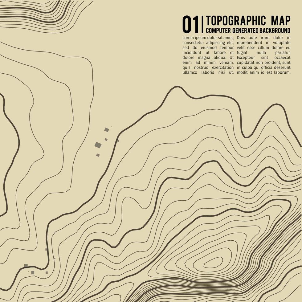 Topographic map background with space for copy . Line topography map contour background , geographic grid abstract vector illustration . Mountain hiking trail over terrain .