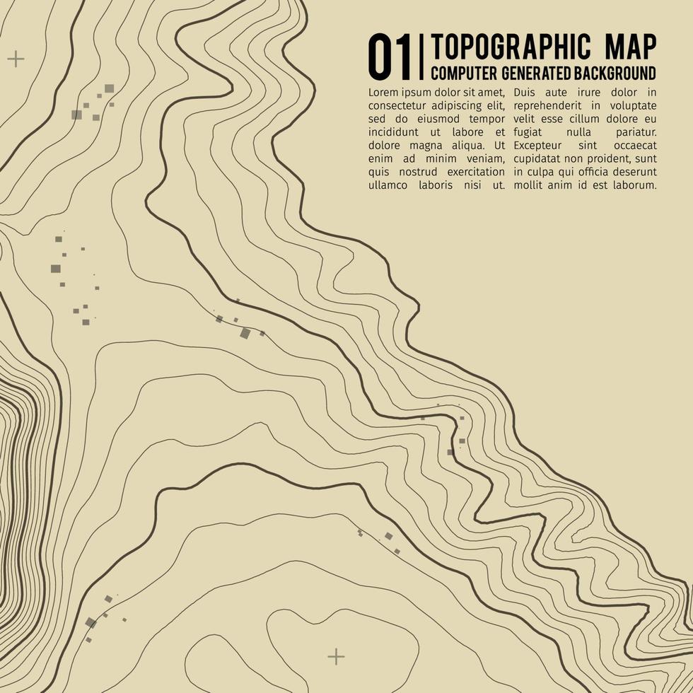 Topographic map background with space for copy . Line topography map contour background , geographic grid abstract vector illustration . Mountain hiking trail over terrain .