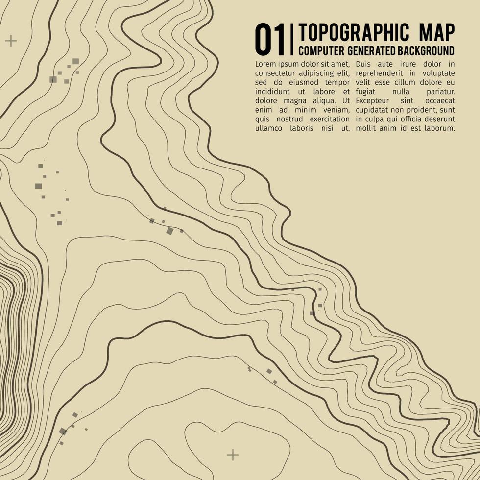 Fondo de mapa topográfico con espacio para copiar. Fondo de contorno de mapa de topografía de línea, ilustración de vector abstracto de cuadrícula geográfica. ruta de senderismo de montaña sobre terreno.