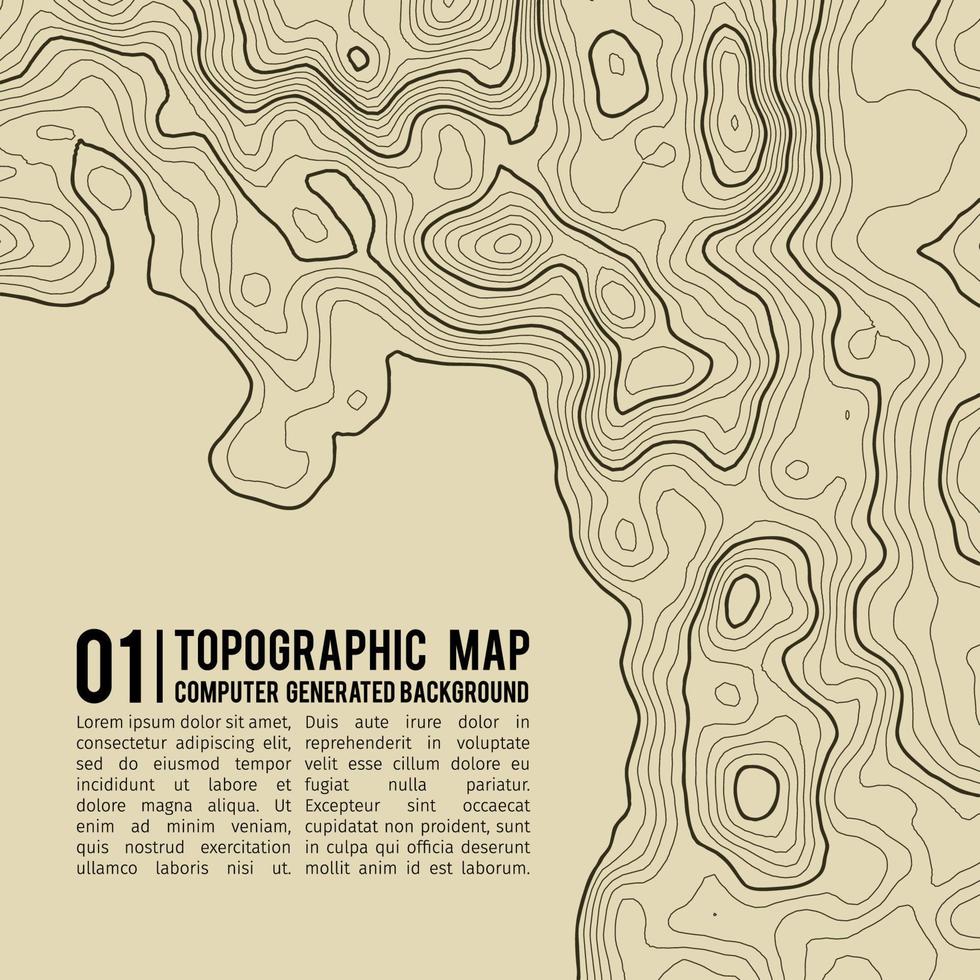 Topographic map background with space for copy . Line topography map contour background , geographic grid abstract vector illustration . Mountain hiking trail over terrain .