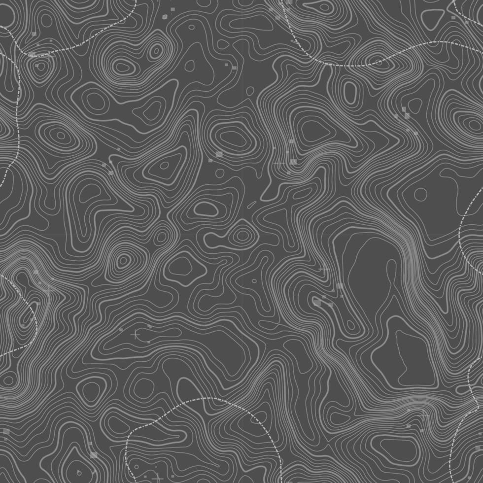 patrón sin costuras fondo de mapa topográfico con espacio para copiar textura sin costuras. fondo de contorno de mapa de topografía de línea, cuadrícula geográfica. ruta de senderismo de montaña sobre terreno. vector