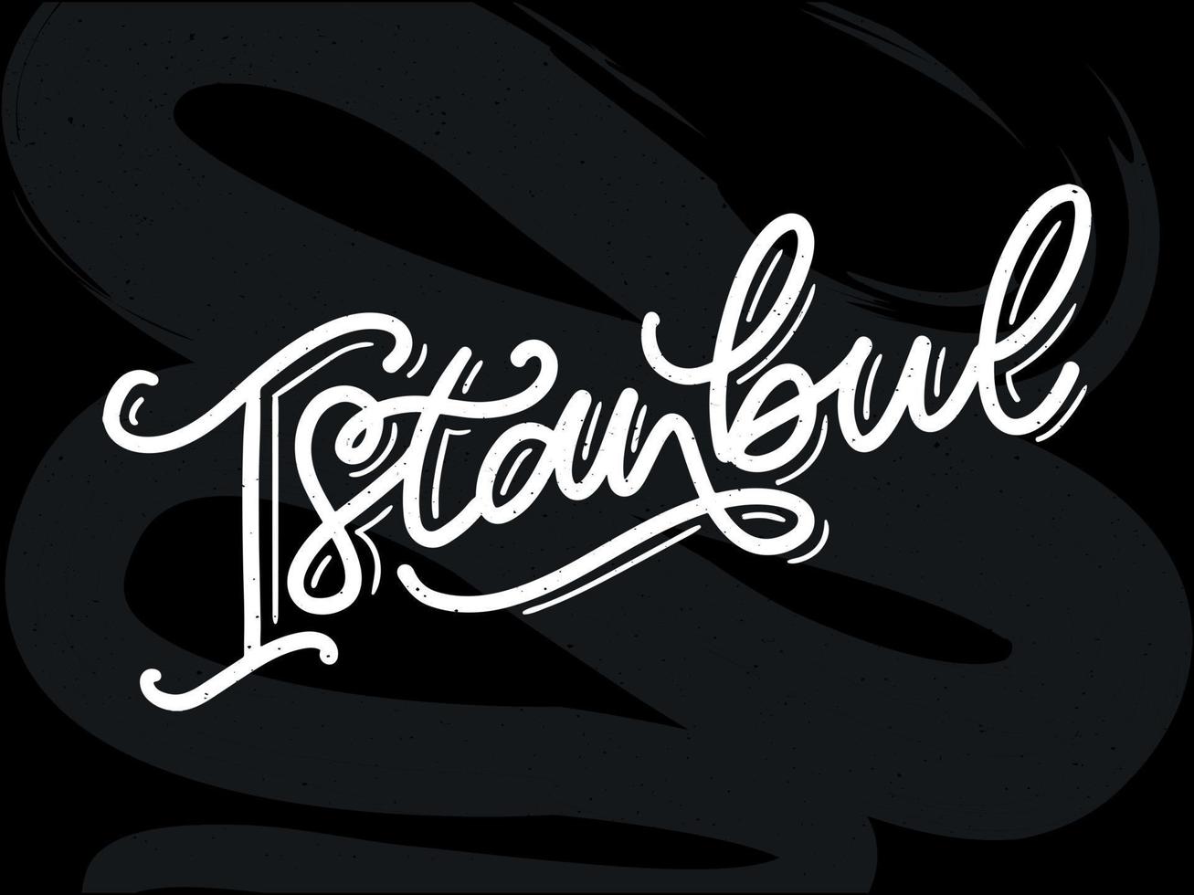 Estanbul. letras a mano. logotipo vectorial de estambul en color negro con gaviotas sobre fondo blanco. productos de recuerdo, emblema de pancarta, blog de viajes en redes sociales, folleto, volante. ilustración digital. vector