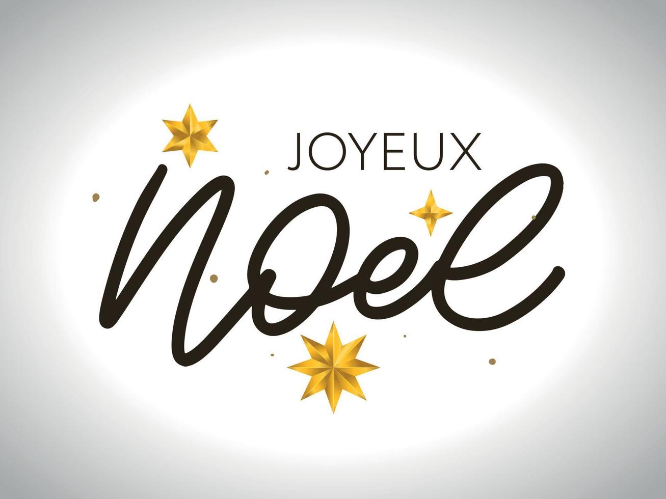 Merry Christmas in French language. Joyeux Noel modern brush vector calligraphy. Hand drawn calligraphic phrase isolated on white background. Typography for greeting card, postcards, poster, banner.