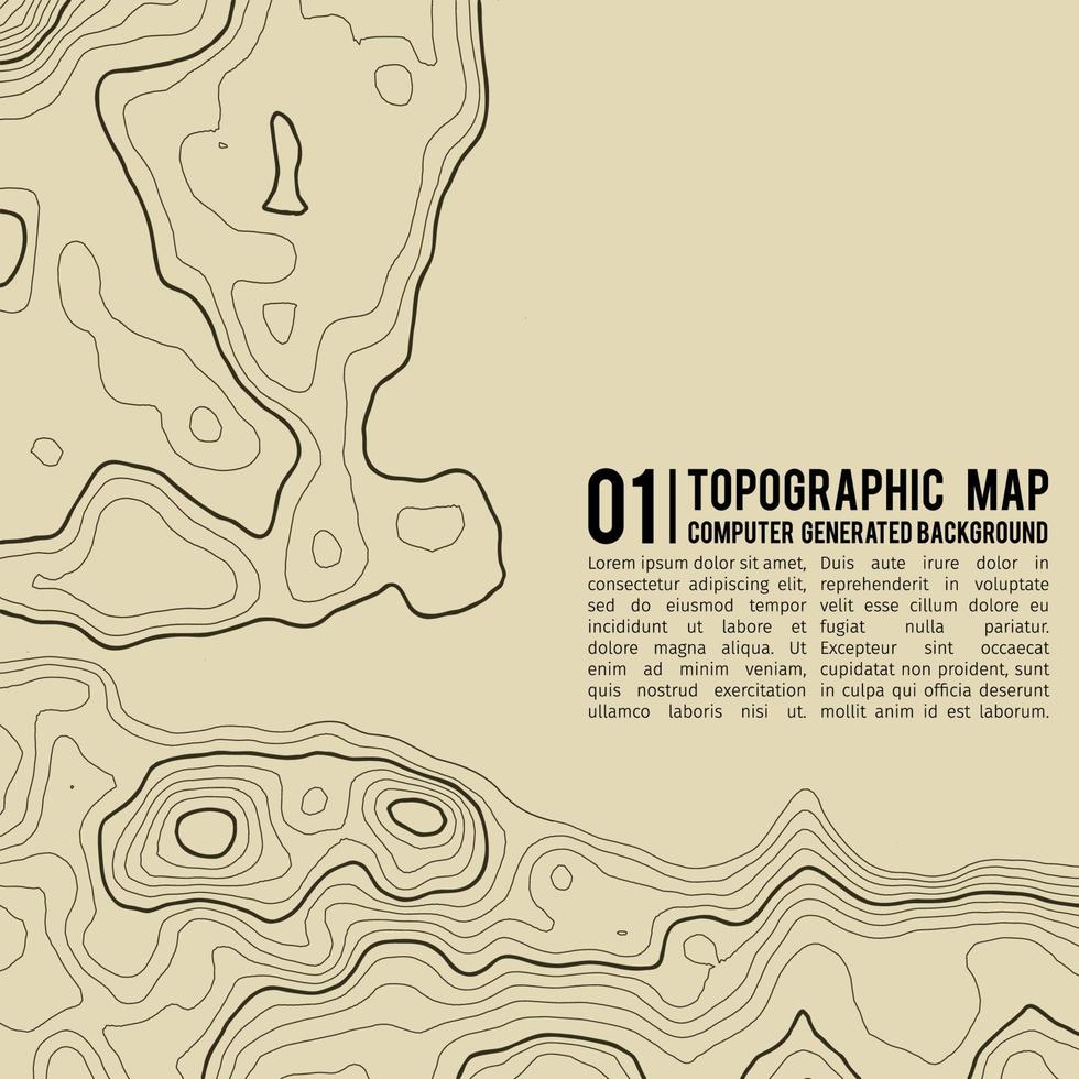 Fondo de mapa topográfico con espacio para copiar. Fondo de contorno de mapa de topografía de línea, ilustración de vector abstracto de cuadrícula geográfica. ruta de senderismo de montaña sobre terreno.