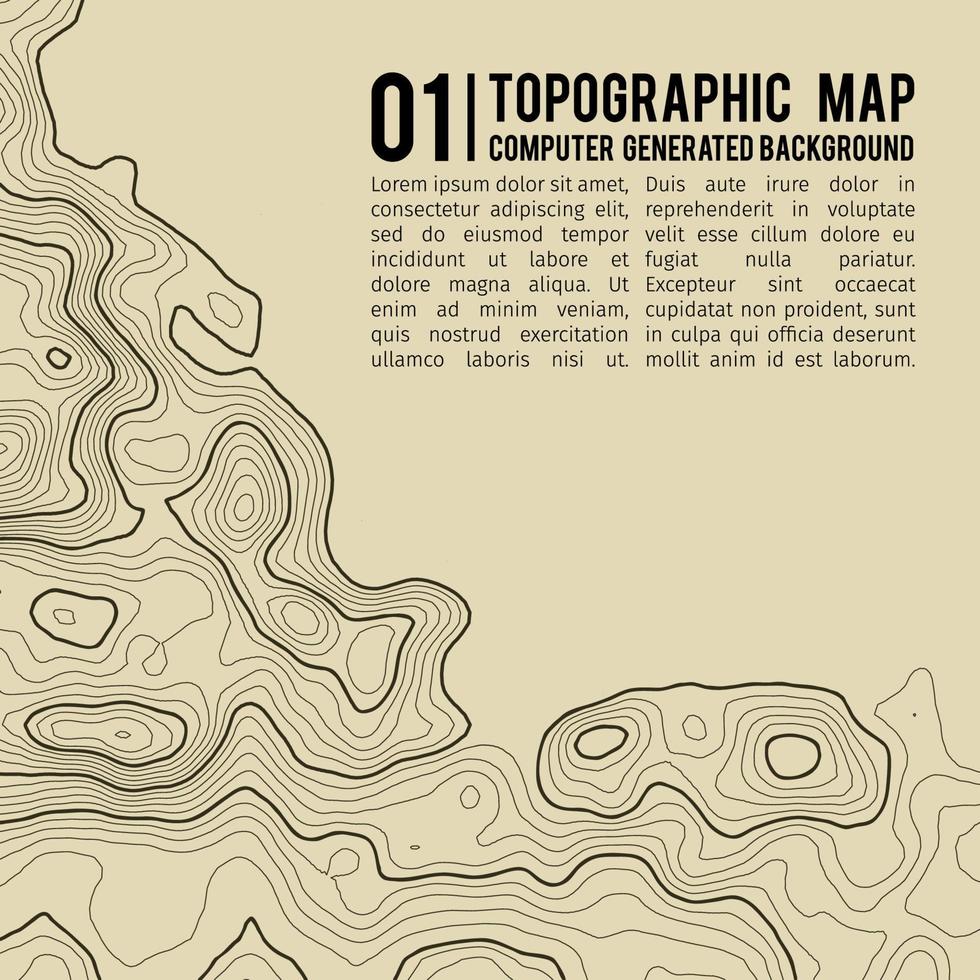 Fondo de mapa topográfico con espacio para copiar. Fondo de contorno de mapa de topografía de línea, ilustración de vector abstracto de cuadrícula geográfica. ruta de senderismo de montaña sobre terreno.