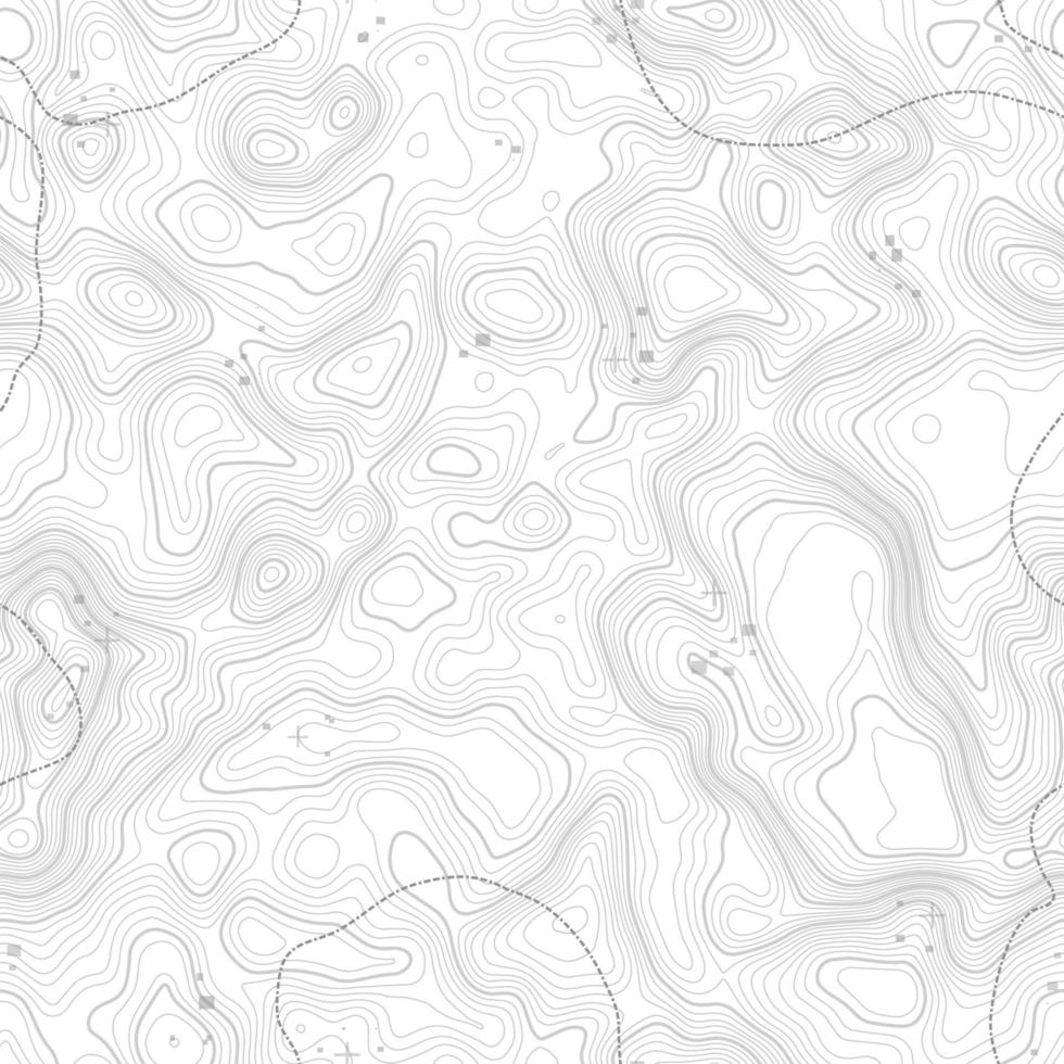 patrón sin costuras fondo de mapa topográfico con espacio para copiar textura sin costuras. fondo de contorno de mapa de topografía de línea, cuadrícula geográfica. ruta de senderismo de montaña sobre terreno. vector