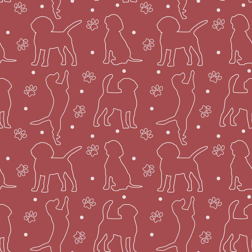 Seamless beagle pattern. Cartoon home pet, set of cute puppies for print, posters and postcard. Vector beagle  animal background. Funny little doggy seamless pattern