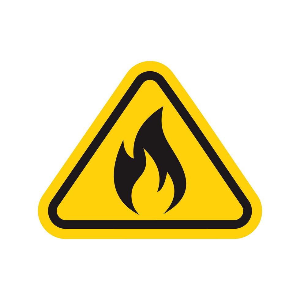 warning attention sign with fire mark symbol icon vector