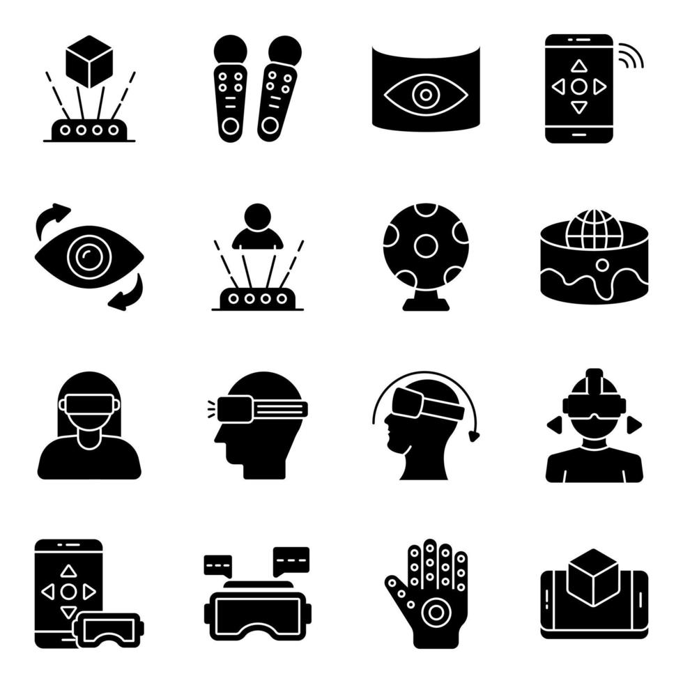 Pack of Ar Solid Icons vector