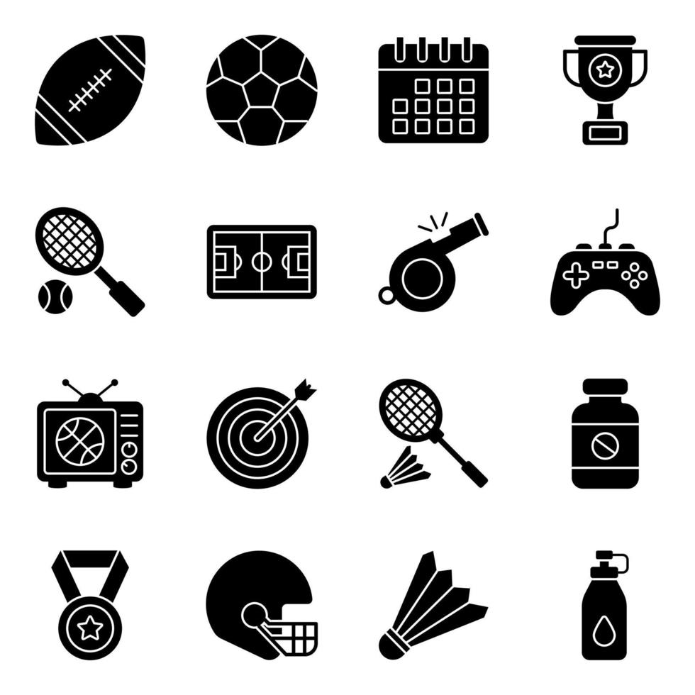 Pack of Sports Solid Icons vector