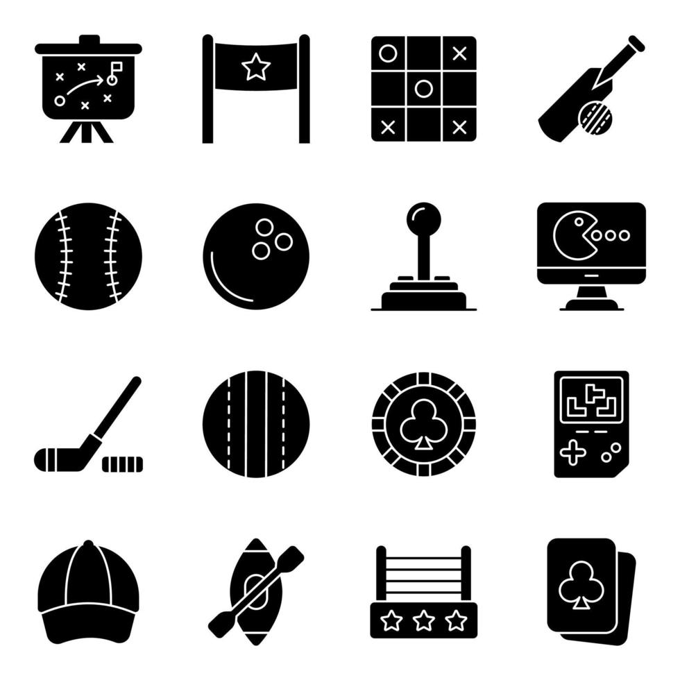 Pack of Sports Instruments Solid Icons vector