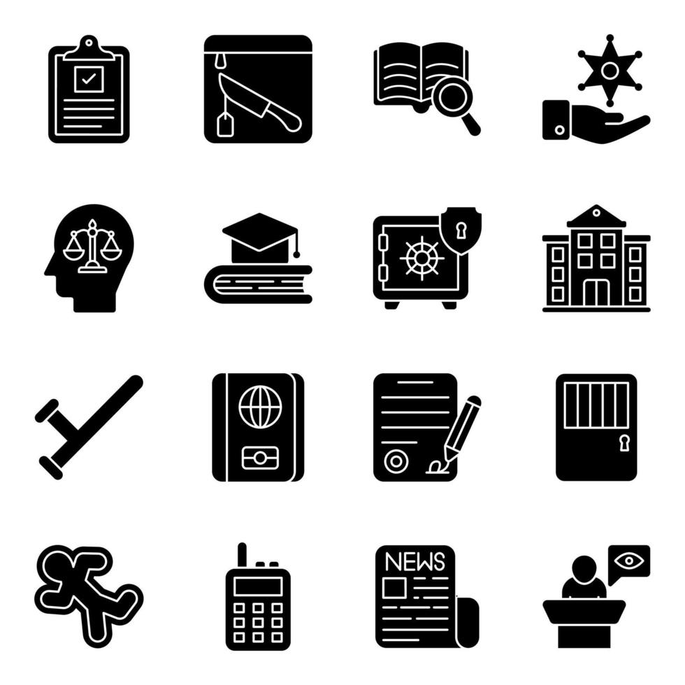 Pack of Law Solid Icons vector