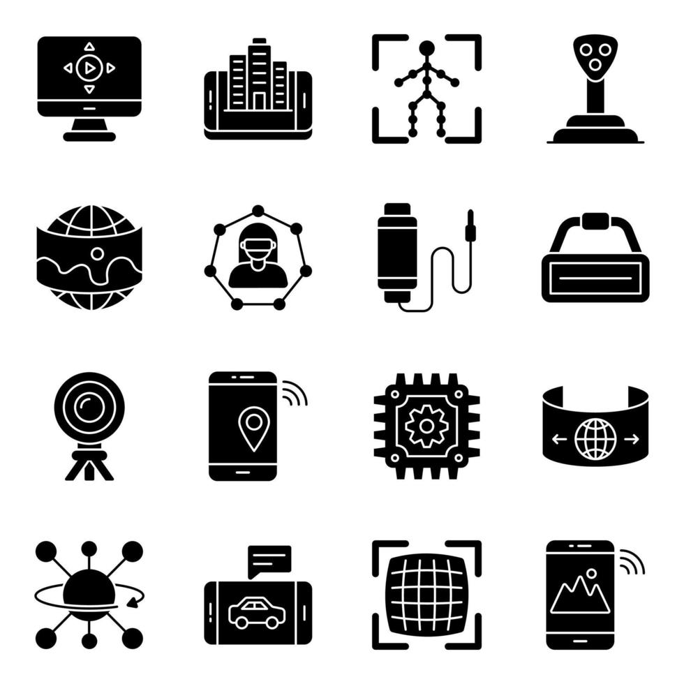 Pack of VR Technology Solid Icons vector