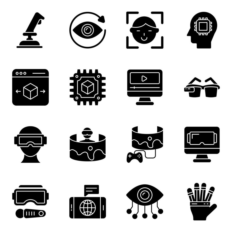 Pack of VR and Ar Solid Icons vector