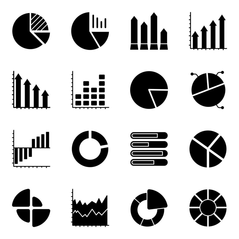 Pack of Graphs Flat Icons vector
