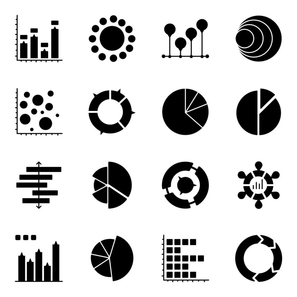 Pack of Graphs Flat Icons vector