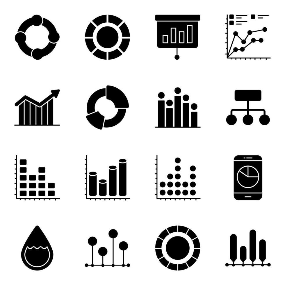 Pack of Graphs Flat Icons vector