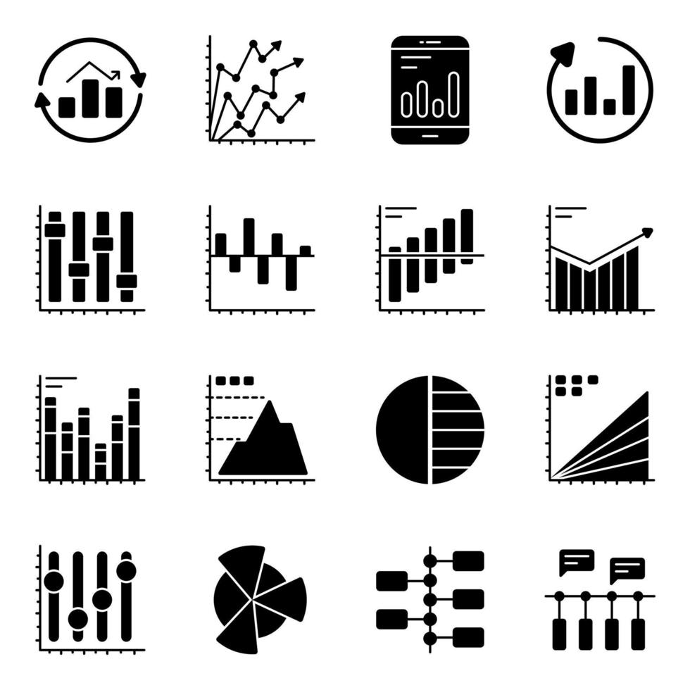 Pack of Graphs Flat Icons vector