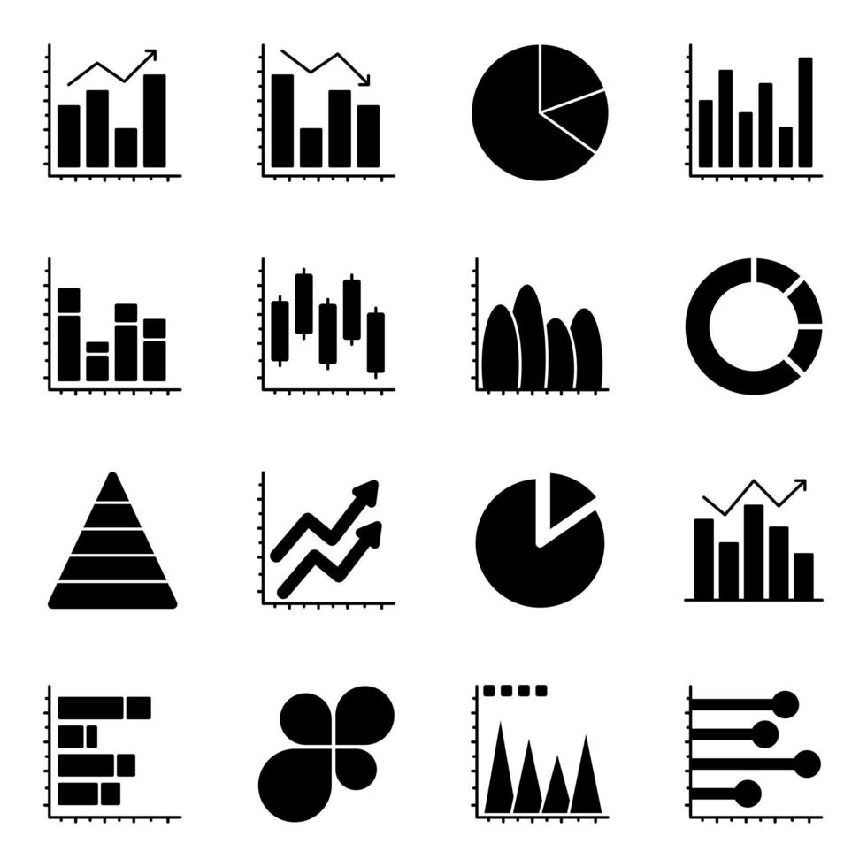 Pack of Graphs Flat Icons vector