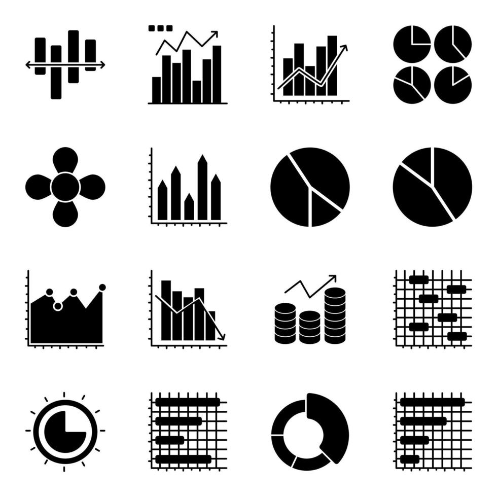 Pack of Graphs Flat Icons vector