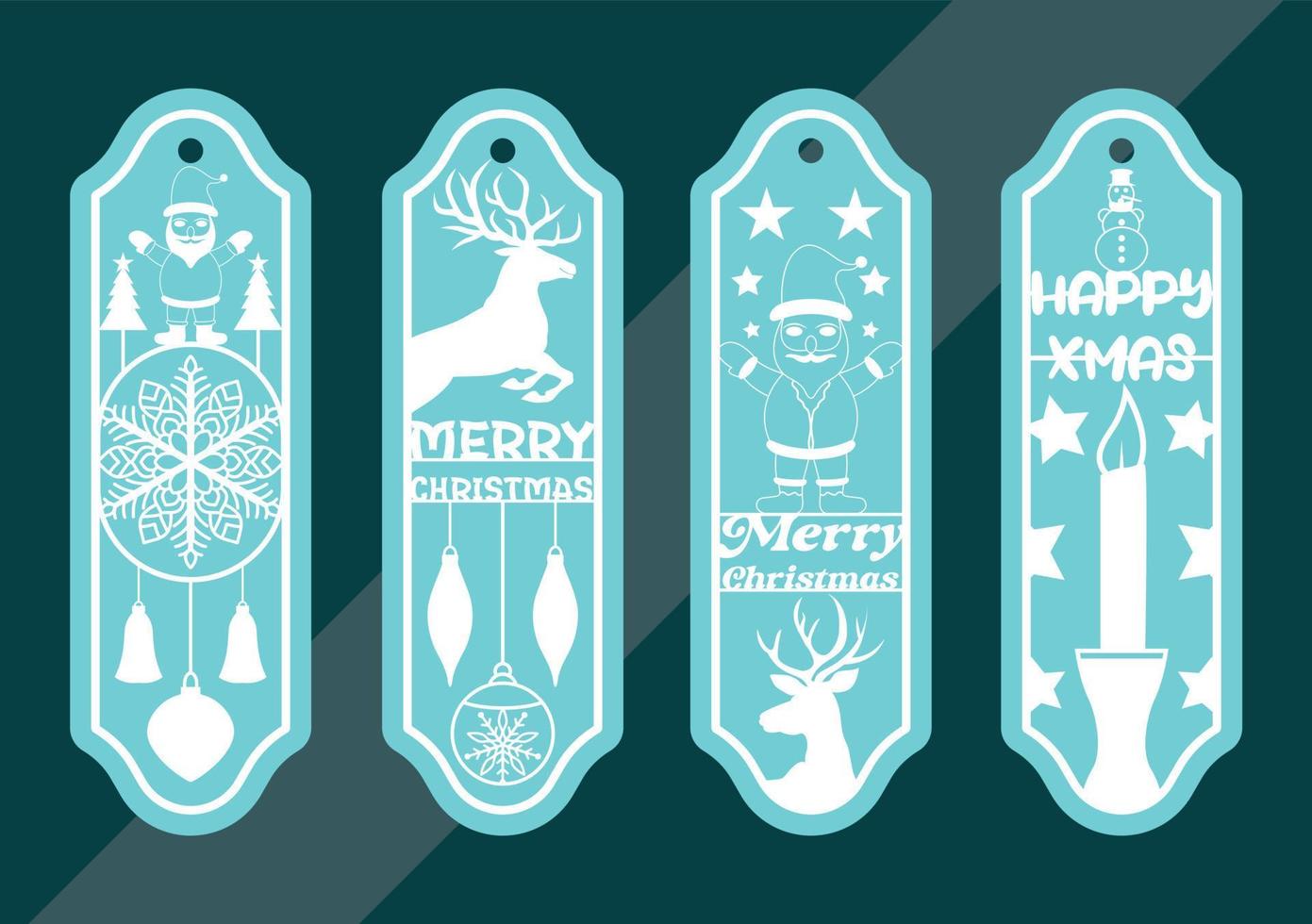 Laser cut panel set with christmas bookmark design, vector