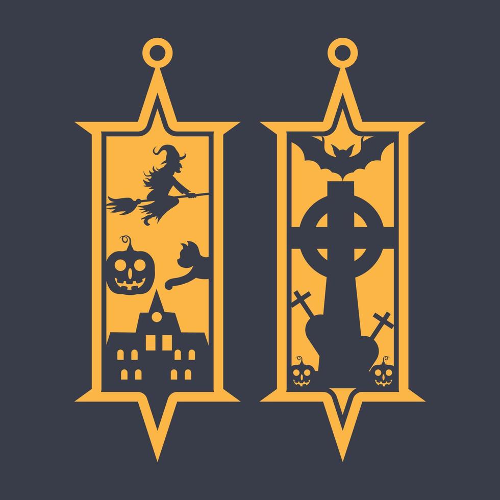 laser cut Die and decorative panel halloween bookmark patterns. vector