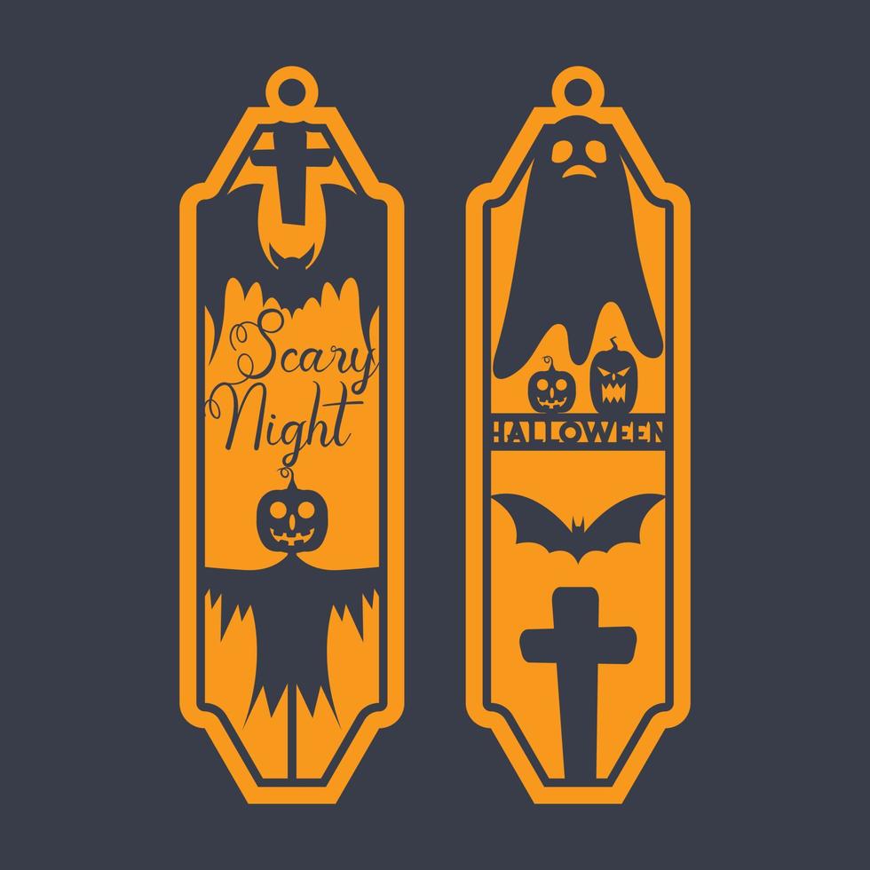 laser cut Die and decorative panel halloween bookmark patterns. vector