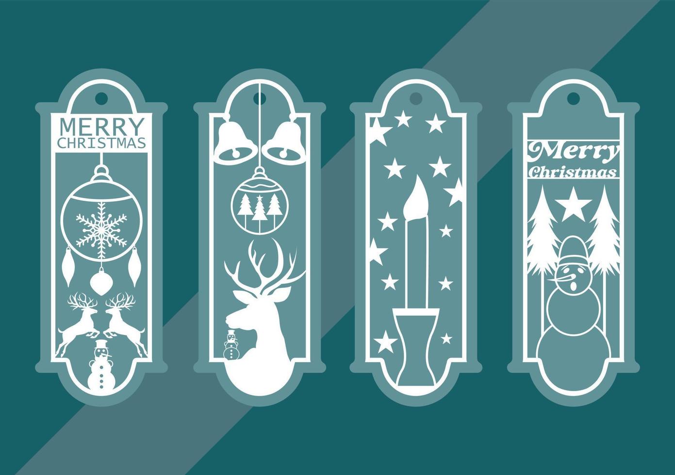 Laser cut panel set with christmas bookmark design, vector