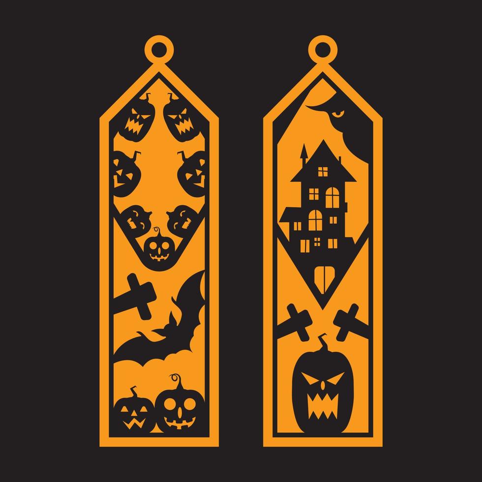 laser cut Die and decorative panel halloween bookmark patterns. vector