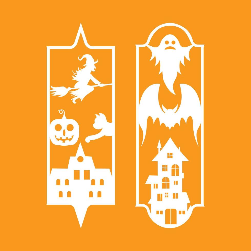 Laser cut panel set with halloween bookmark design, vector